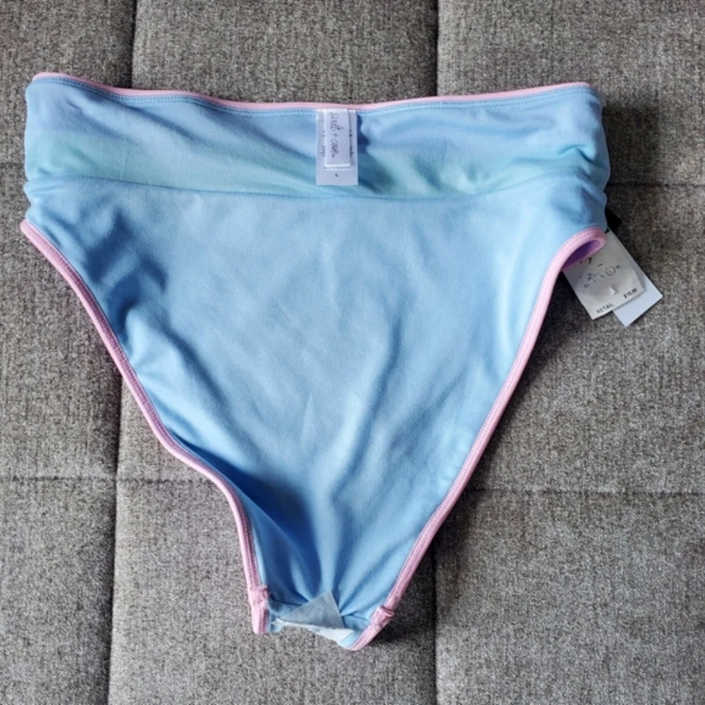 Salt + Cove Juniors' Colorblocked High Waist Bikini Bottoms Size L - Picture 5 of 9